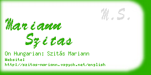 mariann szitas business card